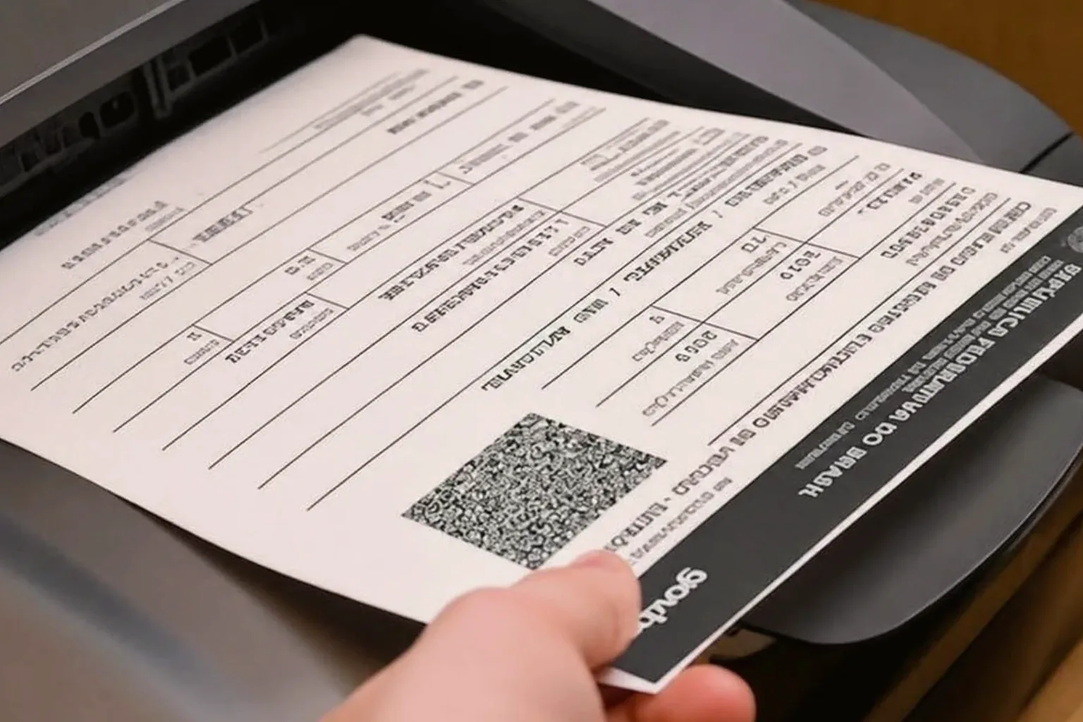 Impressora produzindo o documento CRLV-e em um despachante.