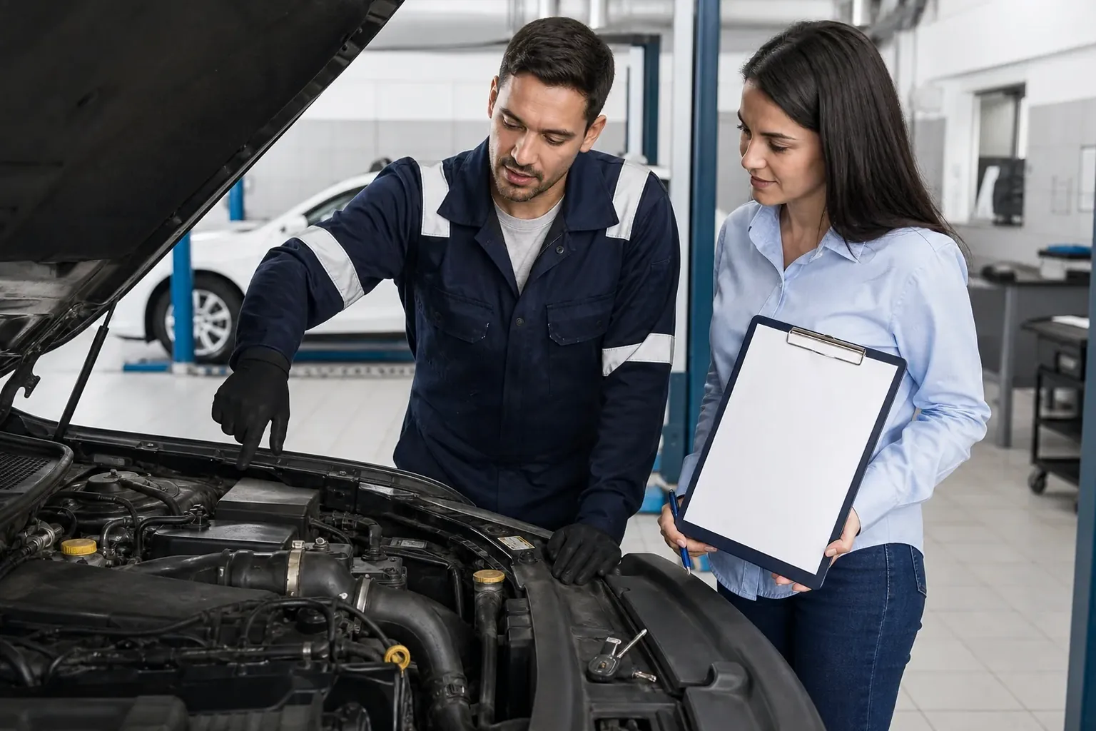 Profissional realizando cadastro de motor em um despachante.